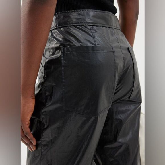 Isabel Marant Anea Coated Cotton Black Pants Trousers Straight Leg Size M - Picture 10 of 16